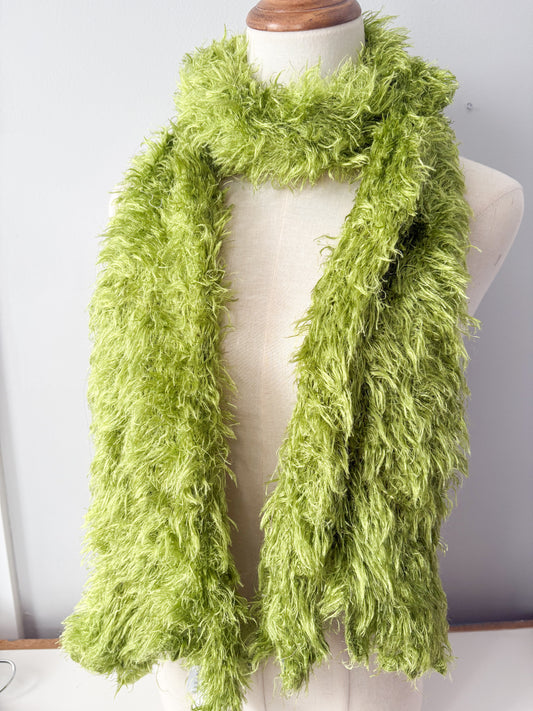 Y2K LIME FLUFFY SCARF