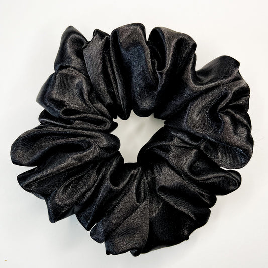 BLACK SATIN SCRUNCHIE