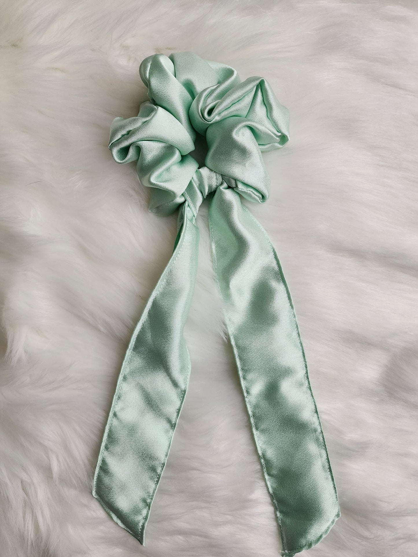 MINT SATIN BOW SCRUNCHIE
